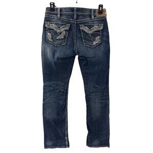 Silver Jeans Co. Tuesday Baby Boot Womens 30 x 33 Mid Rise Distressed Denim Blue